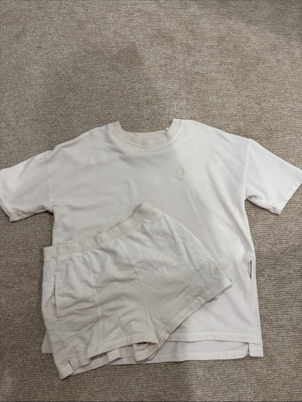 FP Movement by Free People Cream Lounge Tee & Shorts Set